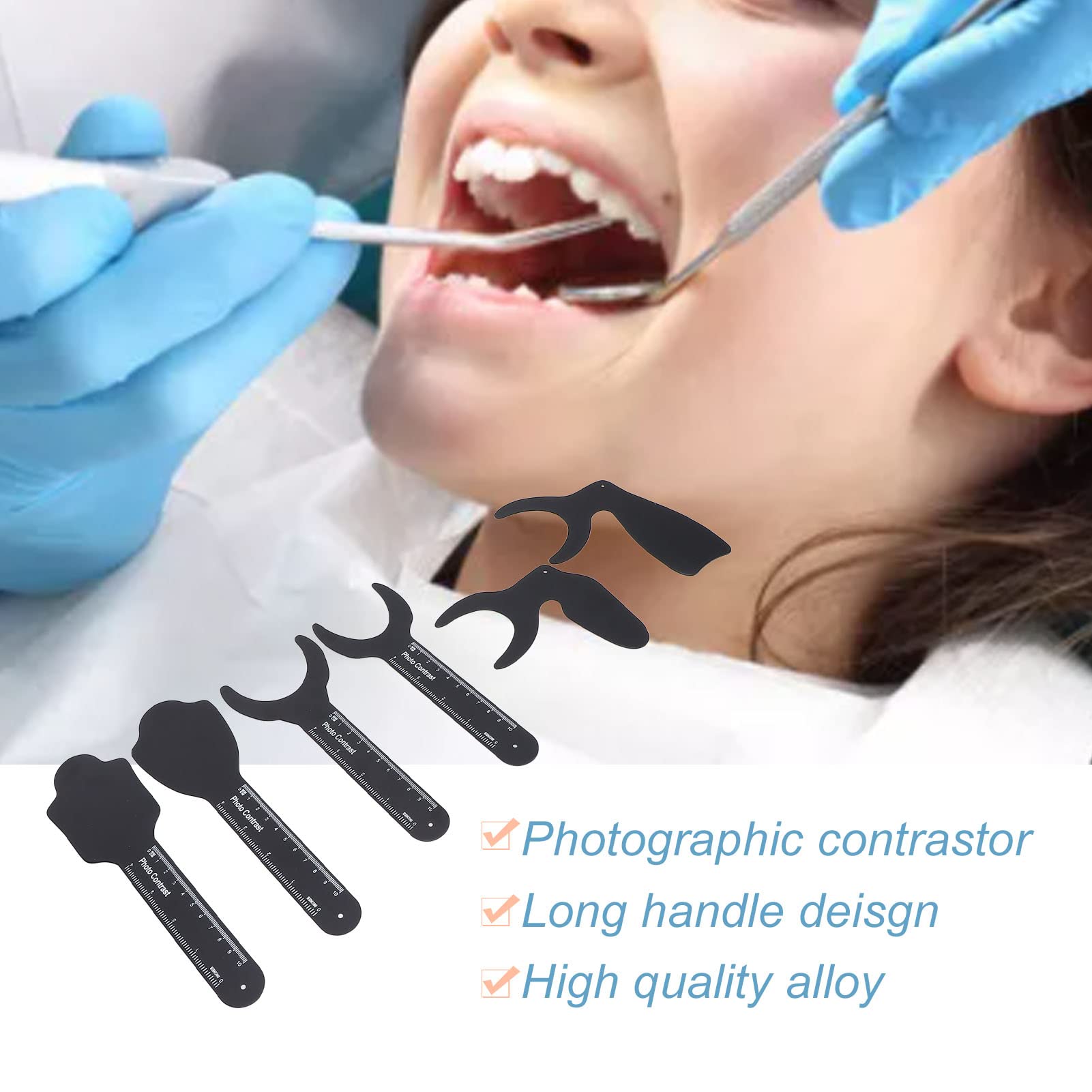 Contrasto fotografico dentale, Sfondo Nero Fotografico Intraorale, 6 pezzi di Accessori per contrasto per sfondo fotografico dentale in metallo con sfondo nero fotografico intraorale