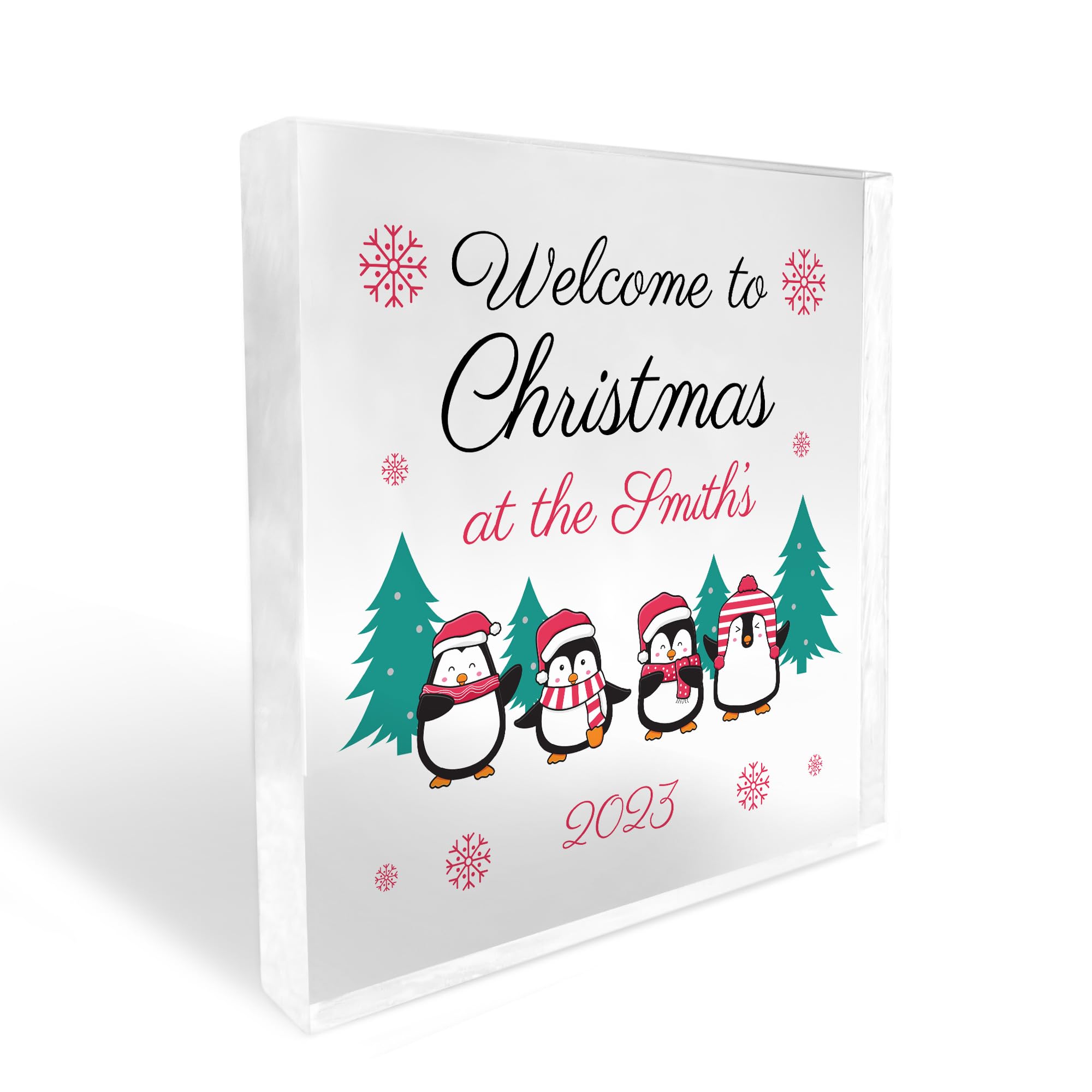 Red Ocean Personalised Christmas Ornament Welcome To Sign Surname Plaque Christmas Decoration Family Keepsake Personalised Christmas Sign