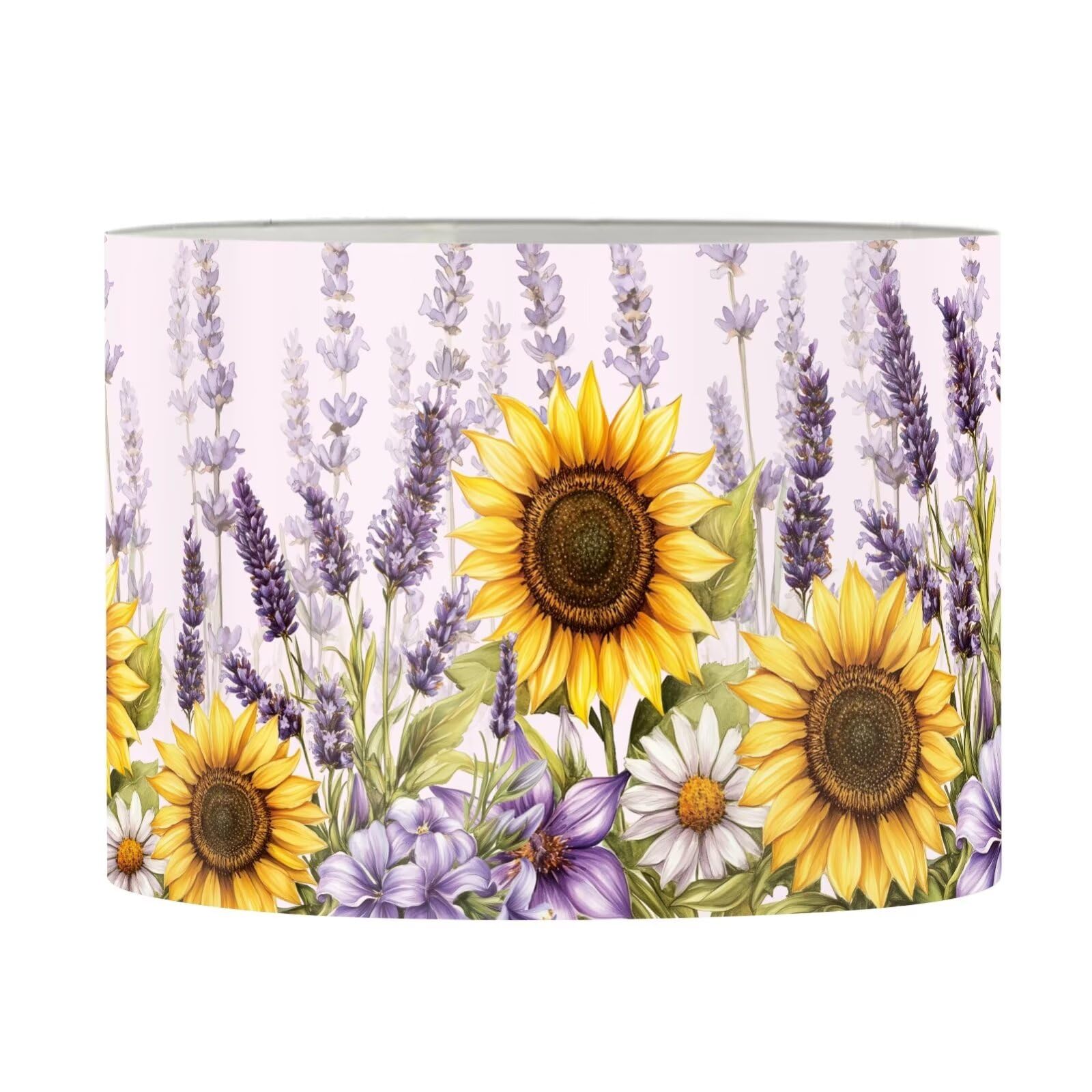 FANCOSAN Sunflower Drum Lamp Shade Cover with Spider Purple Lavender Home Decor Lighting for Desk Table Bedroom Living Room Study Dorm L