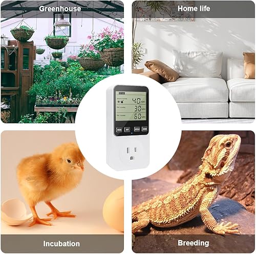 Miniatura 6 de KETOTEK Controlador de humedad enchufe de salida con sensor, interruptor de humidistato digital de 120 V con alarma para humidificador de hongos de