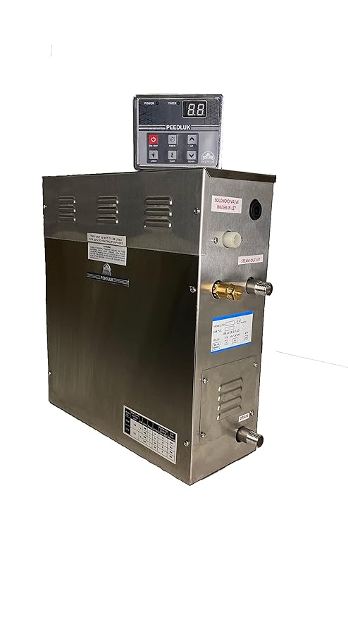 PEEDLUK 6 Kw Premium Steam Bath Machine For Gym, Home & Spa Premium Series With Digital Control panel (Single Phase) Stainless Steel 304