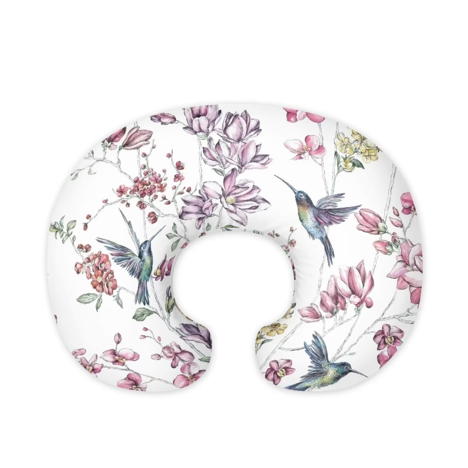 Nopersonality Bird Floral Pillow Cover for Infant Snug Stain Resistant Neutral Breastfeeding Pillow Cover Soft Custom Gifts for Toddler Infant (22"x18"x6")