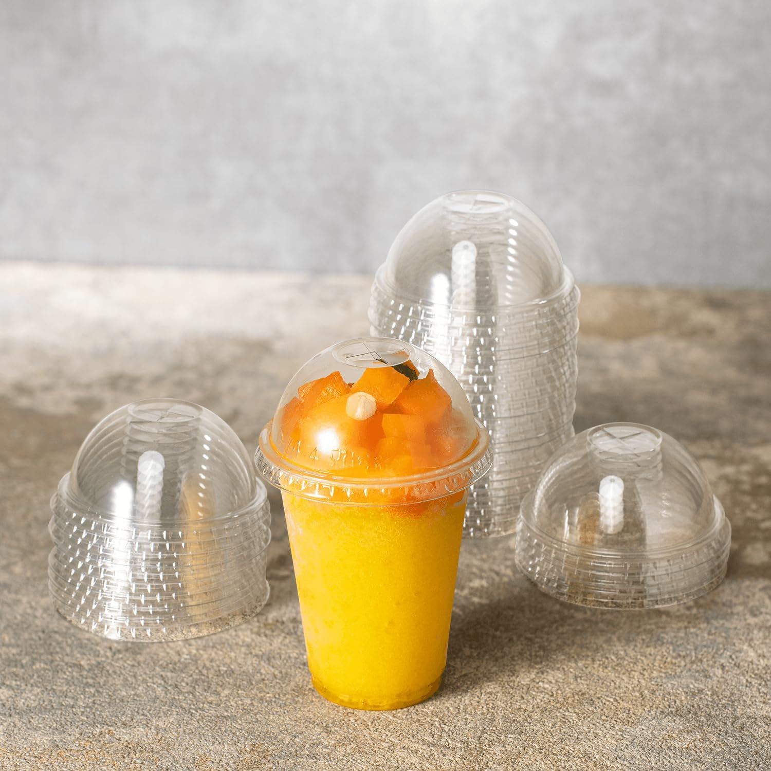 Karat C-KDL74 PET Clear 74mm Dome Lid with hole, for 7oz PET Cup - Case of 1000 pcs