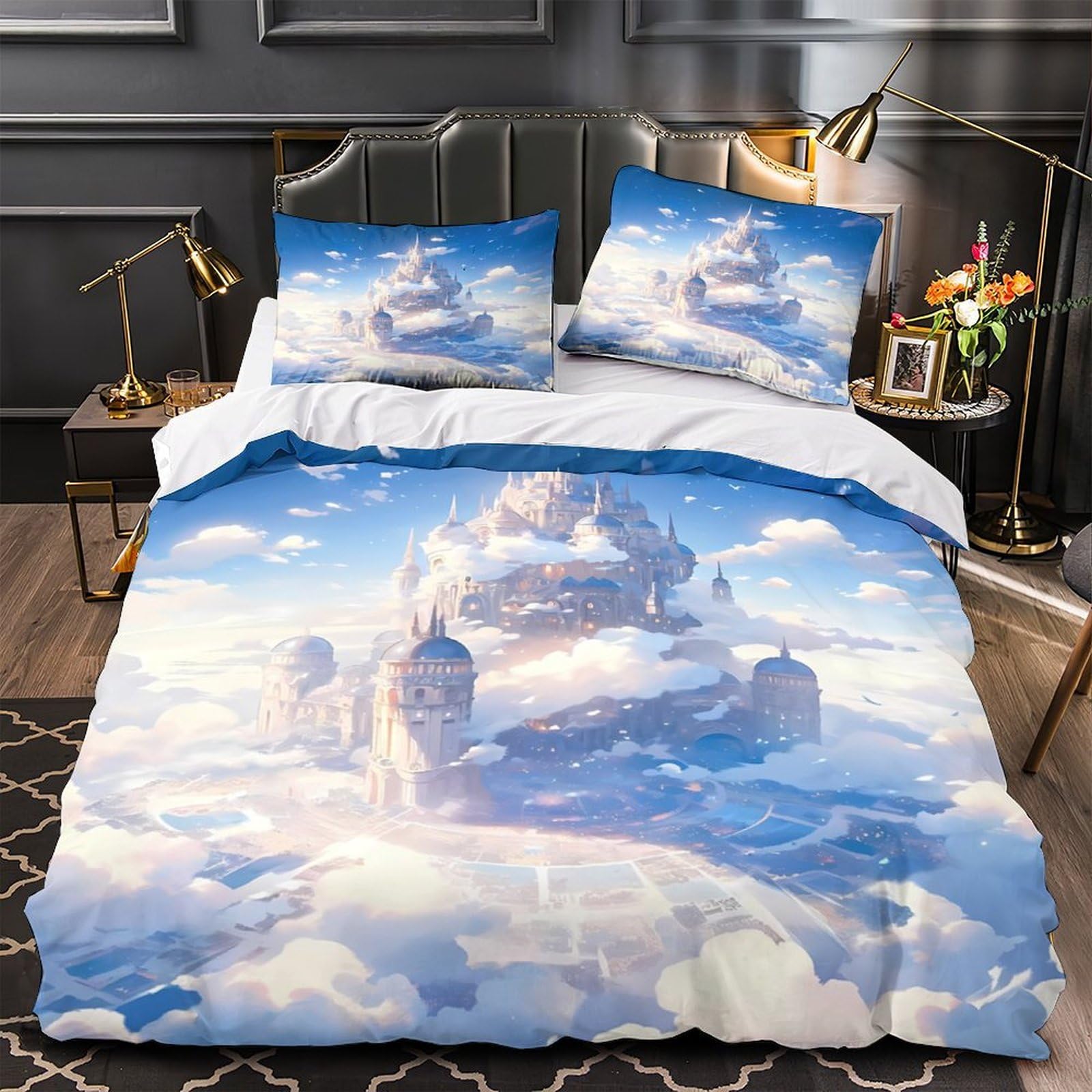 Parure de lit château fantastique 3D microfibre hypoallergénique
