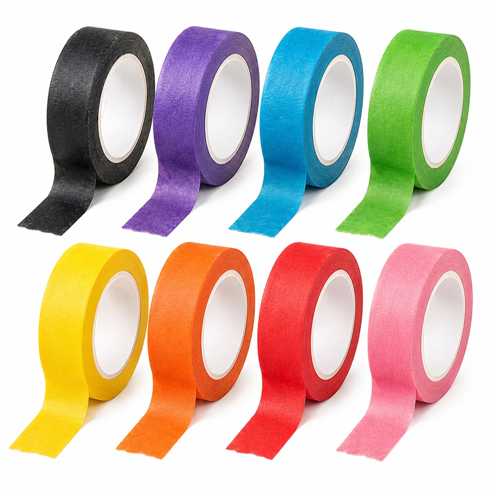 Admygo 8 Rolls Rainbow Masking Tape, 15mm×13m Coloured Masking Tape, Writable Washi Tape Sets, Textured Paper Craft Tape, Decorative Tape for Teacher Supplies, Art Lab Labeling, DIY Scrapbooking
