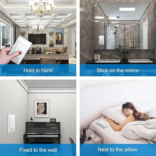 Miniatura 6 de Interruptor de luz inalámbrico autoalimentado (no requiere batería) (2 unidades) y kit receptor (paquete de 2), interruptor de pared, no necesita