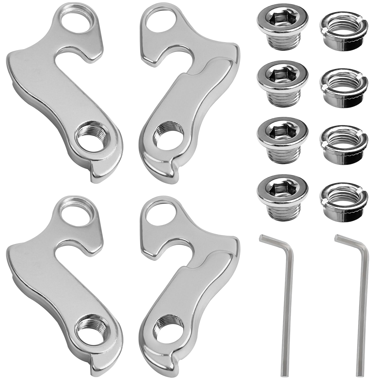 4 Pcs Bicycle Rear Derailleur Hanger, Mech Gear Derailleur Hanger Compatible with Shimano & Cube Fahrrad, GH-011 Aluminum Bike Derailleur Hanger, Bicycle Rear Tail Hook, with 8 x Screws, 2 x Spanner