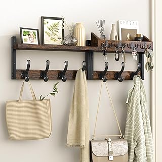 Evermagin 29" Coat Rack Wall Mount with Shelf, 4 in 1 Coat and Key