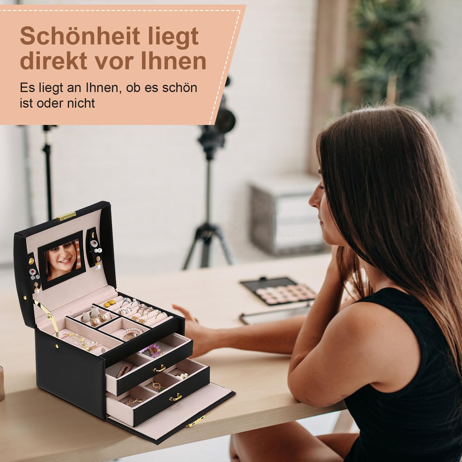Sieradendoos 3 Lagen 2 Laden PU-leer Sieraden Torage Case Organizer Voor Houder Ketting Oorbellen Ringen Armbanden Sieradendoos 3 Lagen 2 Laden PU-leer Sieraden Torage Case Organizer Voor Houder Ketting Oorbellen Ringen Armbanden