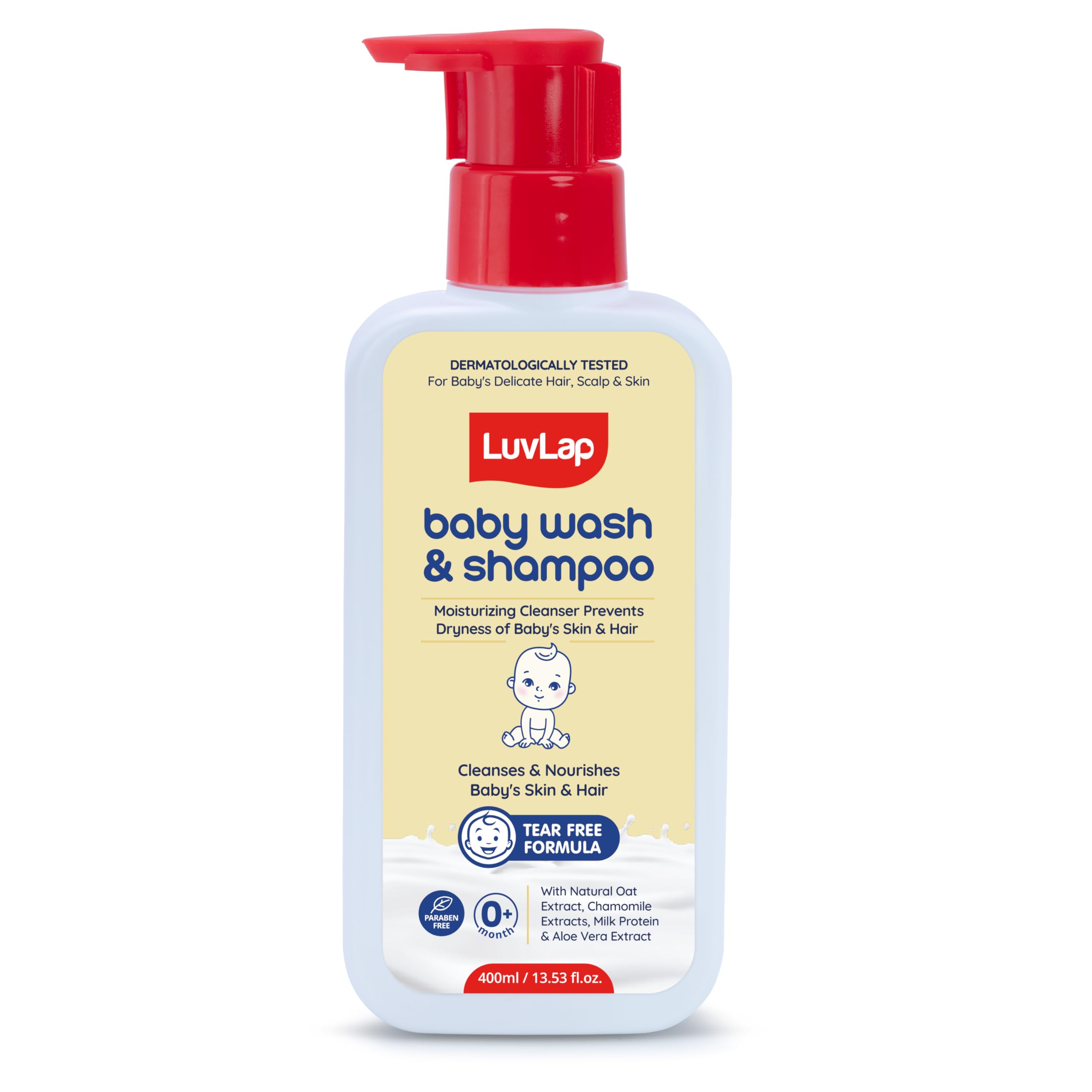 LuvLap Baby Wash & Shampoo - 400ml with Chamomile, Milk Protein, Oatmeal & Shea Butter, Paraben Free, Tear Free, Soap Free, Rich Moisturised Skin & Soft Hair, Baby Body Wash, Dermatologically Tested-image-42