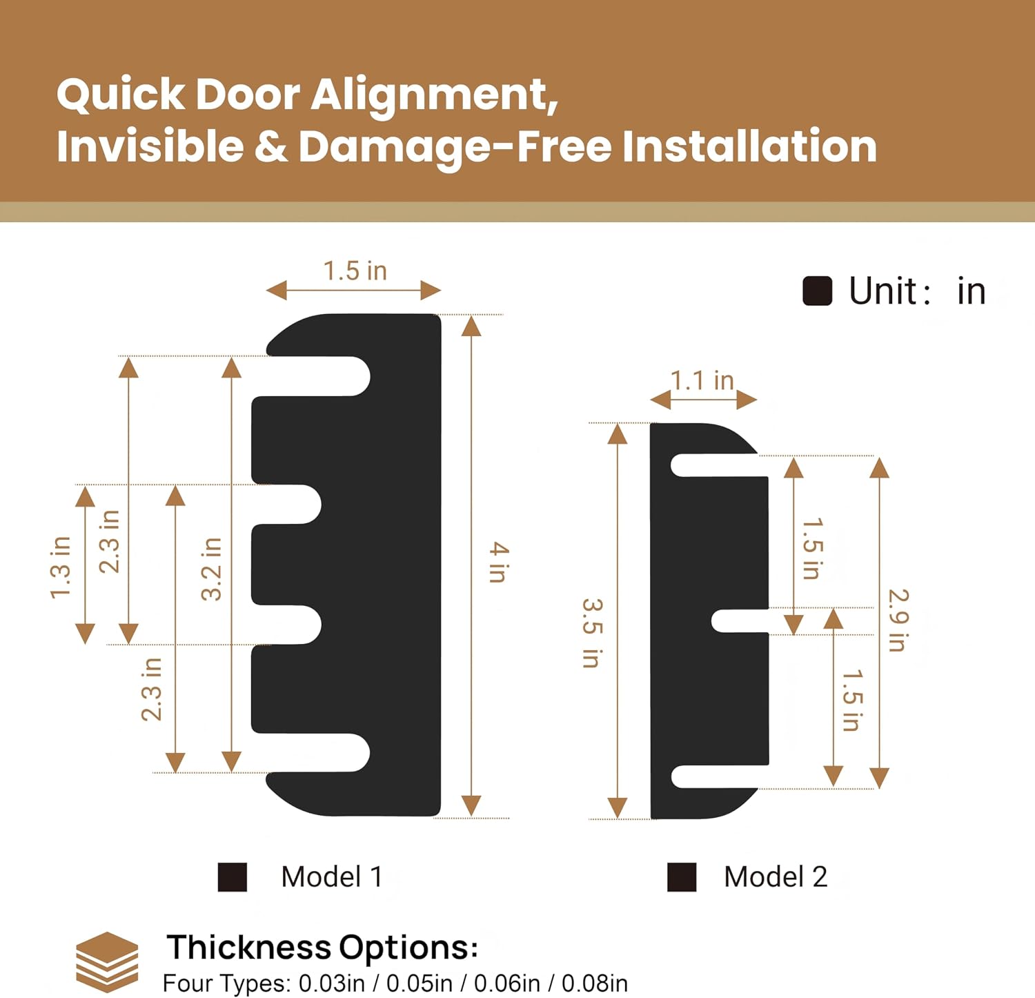 12pcs Door Hinge Shims 3.5 inch,Black Hinge Spacers,Hinge shims 3.5 inch | Thickness of 0.08 inches, Adjusting The Spacing to Align,Can Be Trimmed,Suitable for most 3.5-inch door hinges