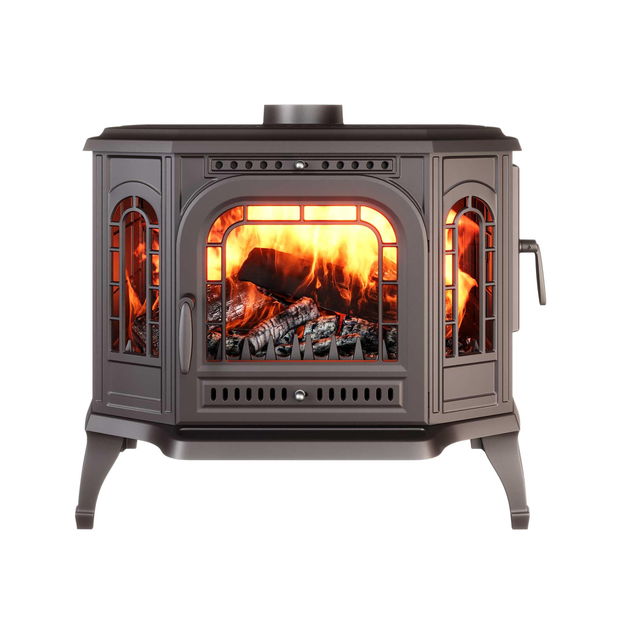 Poêle à bois autonome en fonte noire P7 PB 10,5 kW ECO ouverture réversible droite/gauche