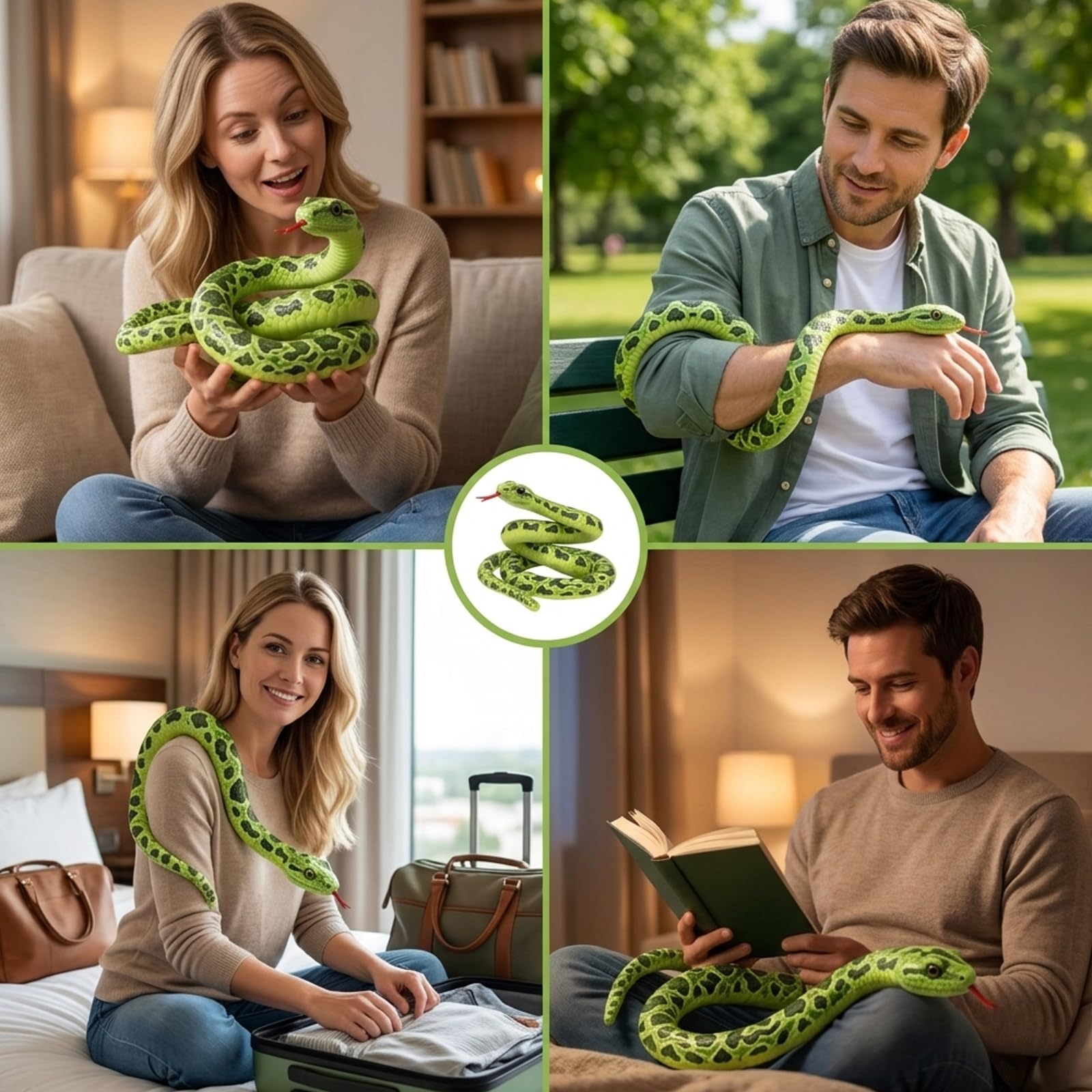 Snake Toy, Realistic Snake Plush for Decoration and Fun, Lifelike Green Snake with 100cm Length, Detailed Texture for Prank Use and Home Accent — view 6