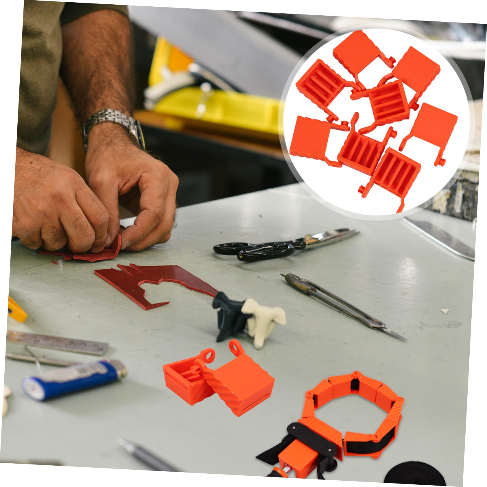 STOBAZA 4pcs Woodworking Jig Clamps Band Clamp Ratchet Stainless Panel Clamp for Woodworking Strap Woodworking Tools Fixing Accessories Orange Abs