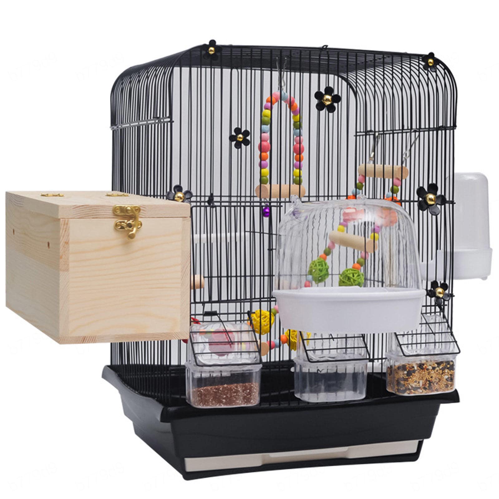 LVFXQRXO Jaula para pájaros pequeña para periquitos canarios grande de Metal con comedero Bebedero Saltador Color,Jaula para pájaros pequeña para periquitos canarios grande de Metal con comedero