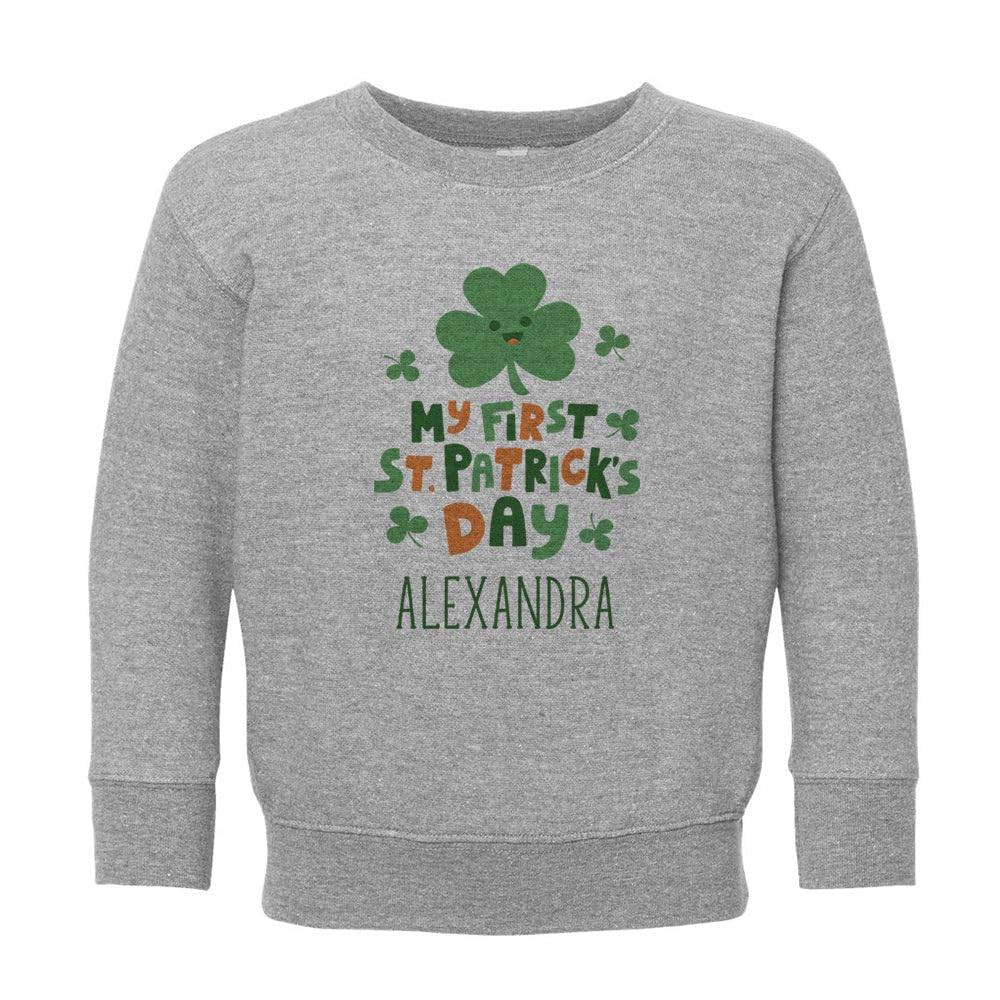 My First St. Patrick's Day Alexandra Kids Sweatshirt Toddler 3T Heather Grey