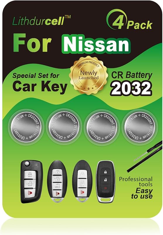 Bateria CR2032 para chave presencial Nissan Lithdurcell – Kit com 4 unidades e 2 ferramentas