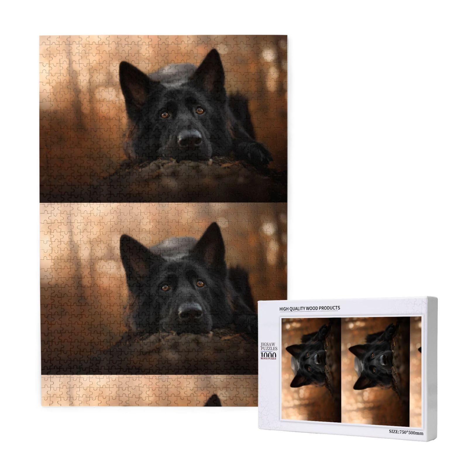 Pastore tedesco nero Bokeh Autunno Tedesco, Puzzle da 1000 pezzi Gioco di puzzle per adulti Puzzle impegnativi, Puzzle
