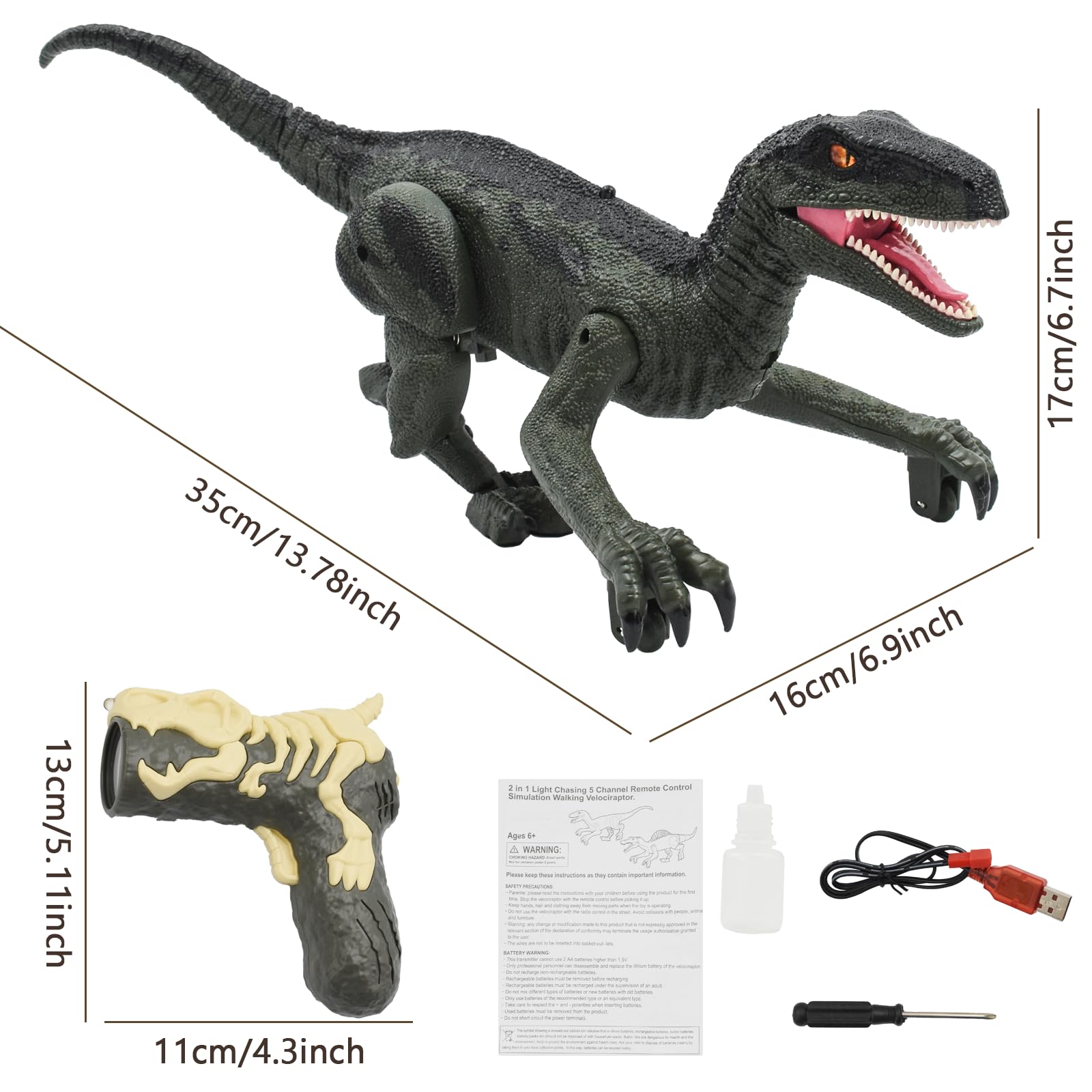 KBIBCK Ferngesteuerter T-Rex Dinosaurier - Mit Licht, Sound Und Bewegung (Blau)