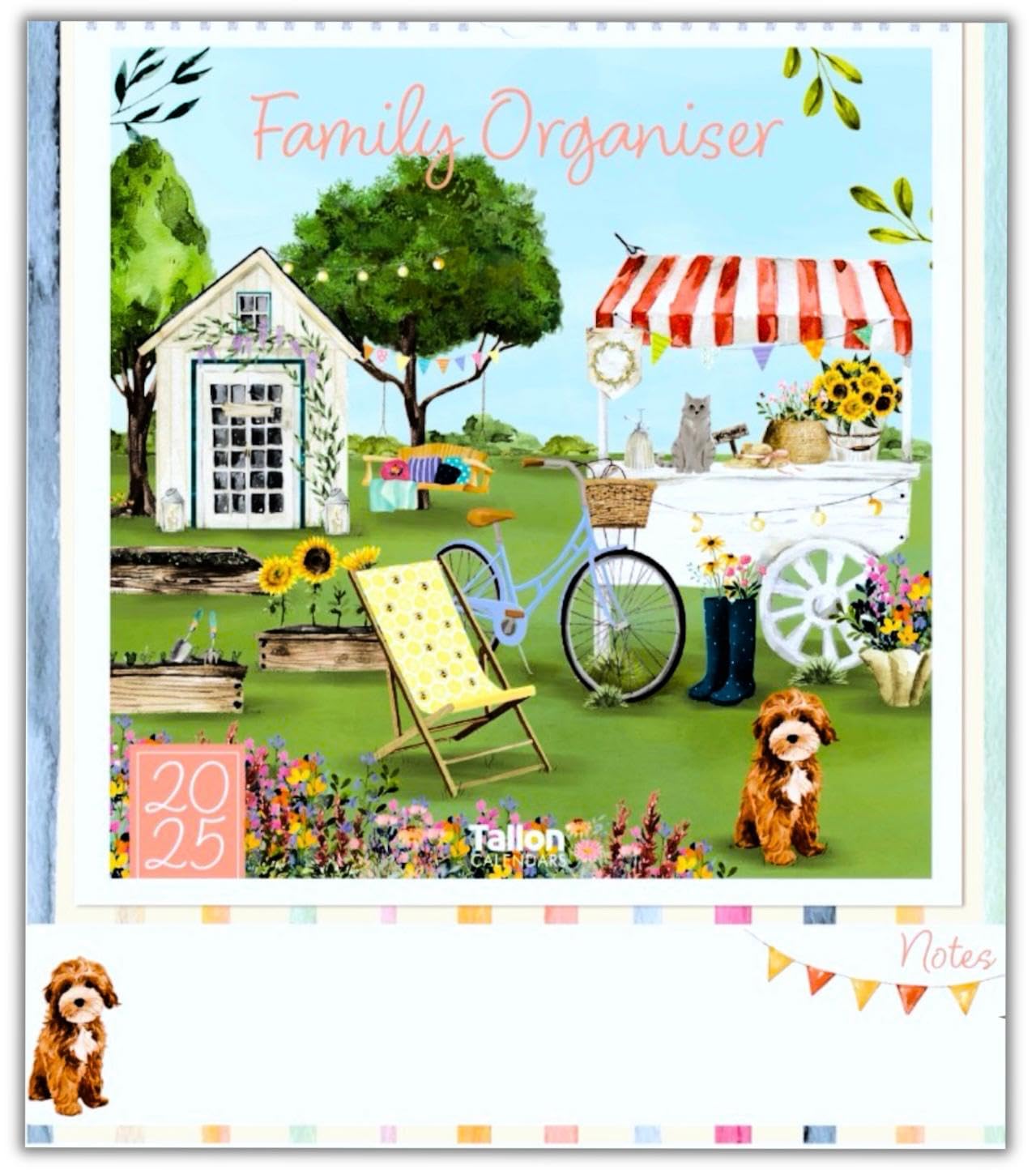 2026 Monthly Memo Board Wall Calendar Family Organiser Garden & Tea Party (Garden)