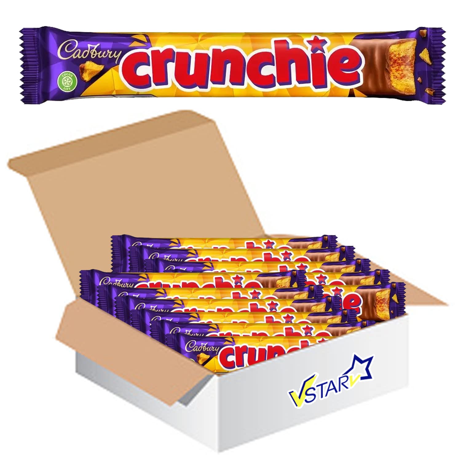 VSTARAll Chocolate Bars Collection (Cadbury Crunchie Bar 40g, Full Box), 1.0 count