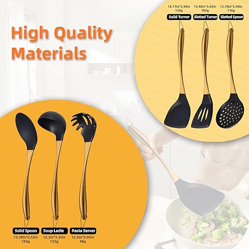 Miniatura 6 de Juego de utensilios de cocina, juego de 6 utensilios de cocina de silicona antiadherente grandes, hechos de silicona de grado alimenticio resistente