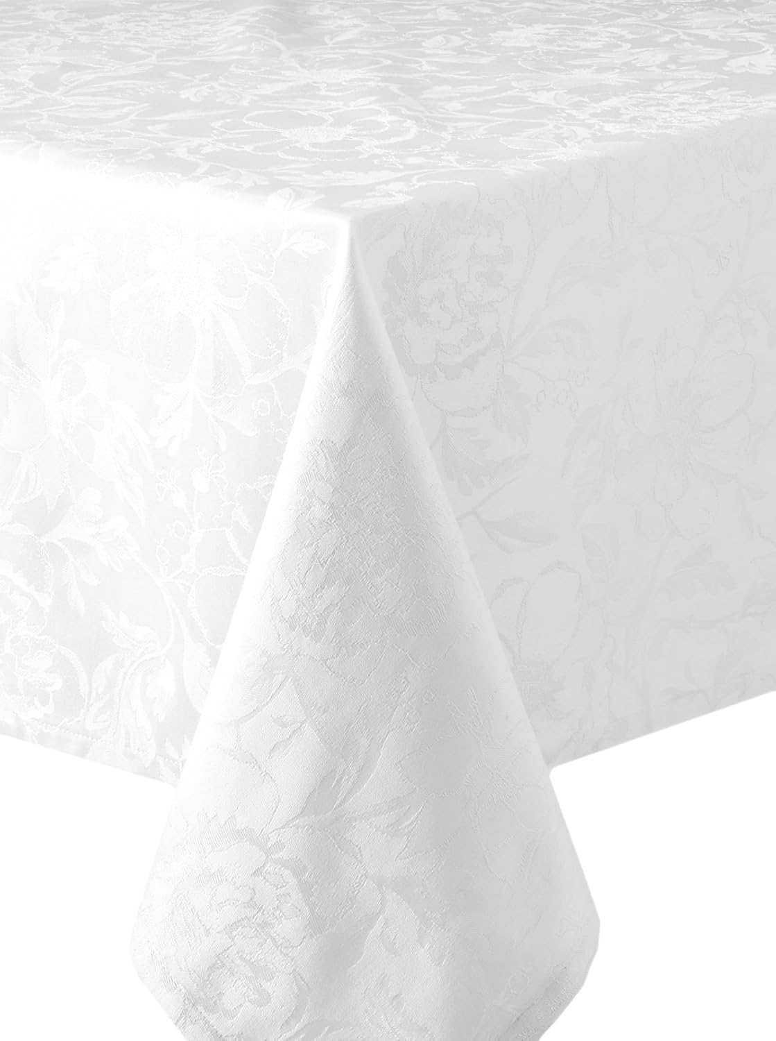Garnier Thiebaut Mille Charmes Tablecloth, 71 by 98", Blanc, 100% two-ply twisted cotton, Made in France