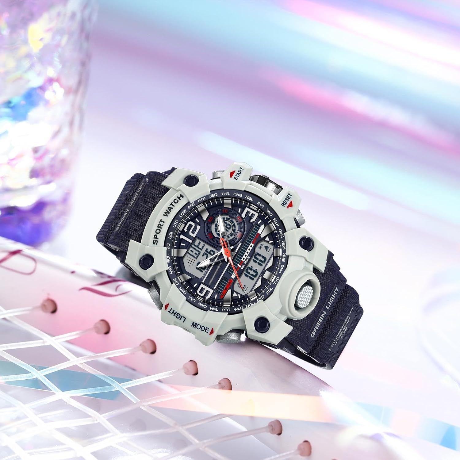 findtime Women's Ladies Digital Sports Watch, White Watches for Women with Alarm Stopwatch Hourly Chime Light Up Outdoor Reloj Militar - Image 3