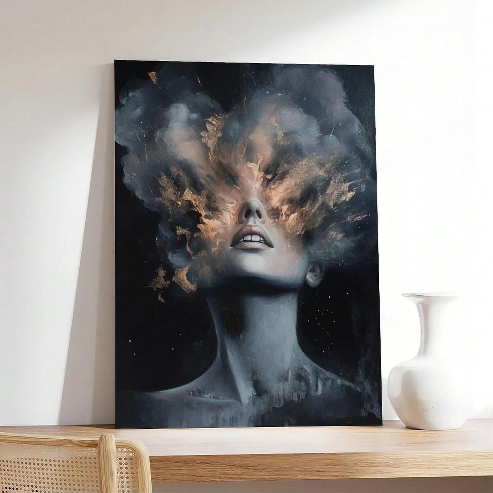 Tableau abstrait moderne pour habiller un grand mur de salon 70x90 cm