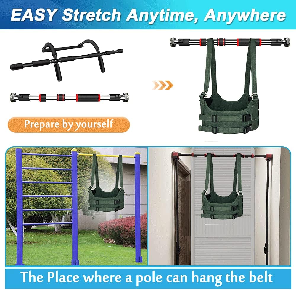 Spinal Decompression Harness Hang Upside Down Back Stretcher for Lower Back Pain Relief Lumbar Traction Device Spine Decompression Belt Bulging Herniated Disc Relief Back Stretching Device - Large