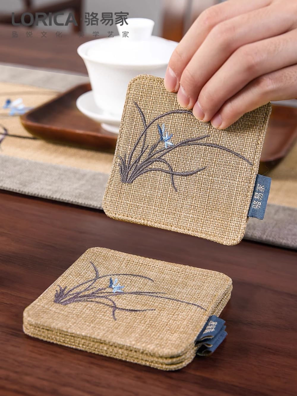 2pc 9cm Chinese Fabric Coasters Tea Ceremony Insulation Mats Tea Table Mats Tea Mat Mats, Yellow