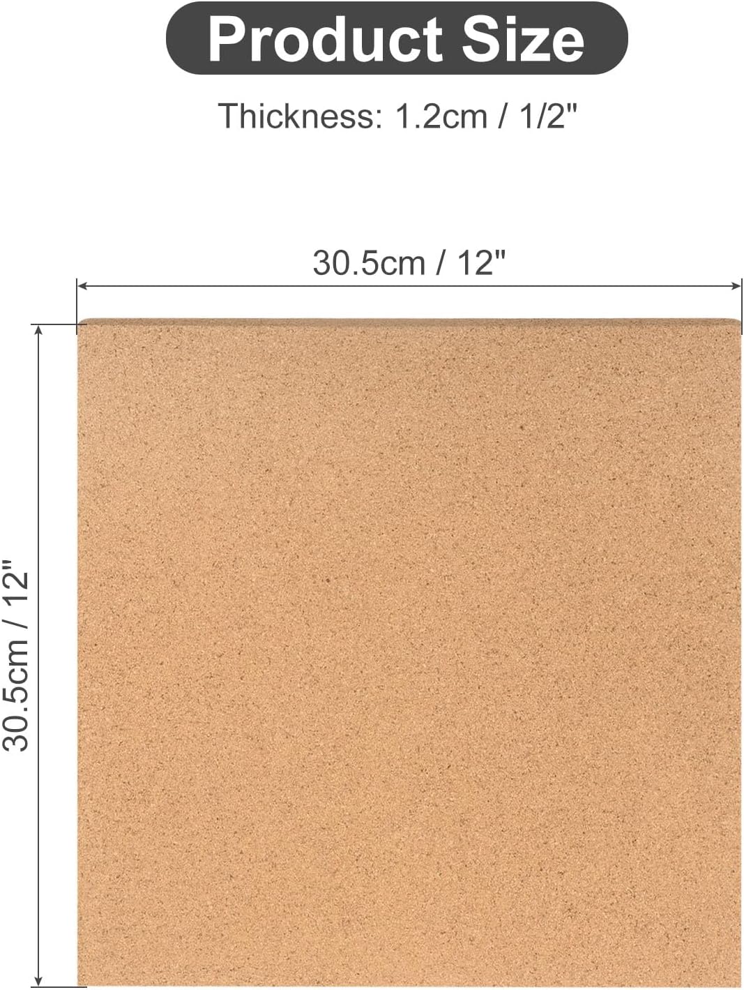 PATIKIL 12" x 12" Cork Board Tiles, 12 Pack Square Cork Board Bulletin Board, 0.47" Thick, Small Square Pin Board with Self Adhesive and Push Pin Wood Clips for Wall, Home & Office