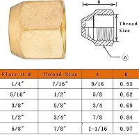 Vista 2 de Kits de surtido de tapas de latón con ensanchamiento, conector de tubo con ensanchamiento de 45 grados SAE para tubo OD de 1/4", 5/16", 3/8", 1/2