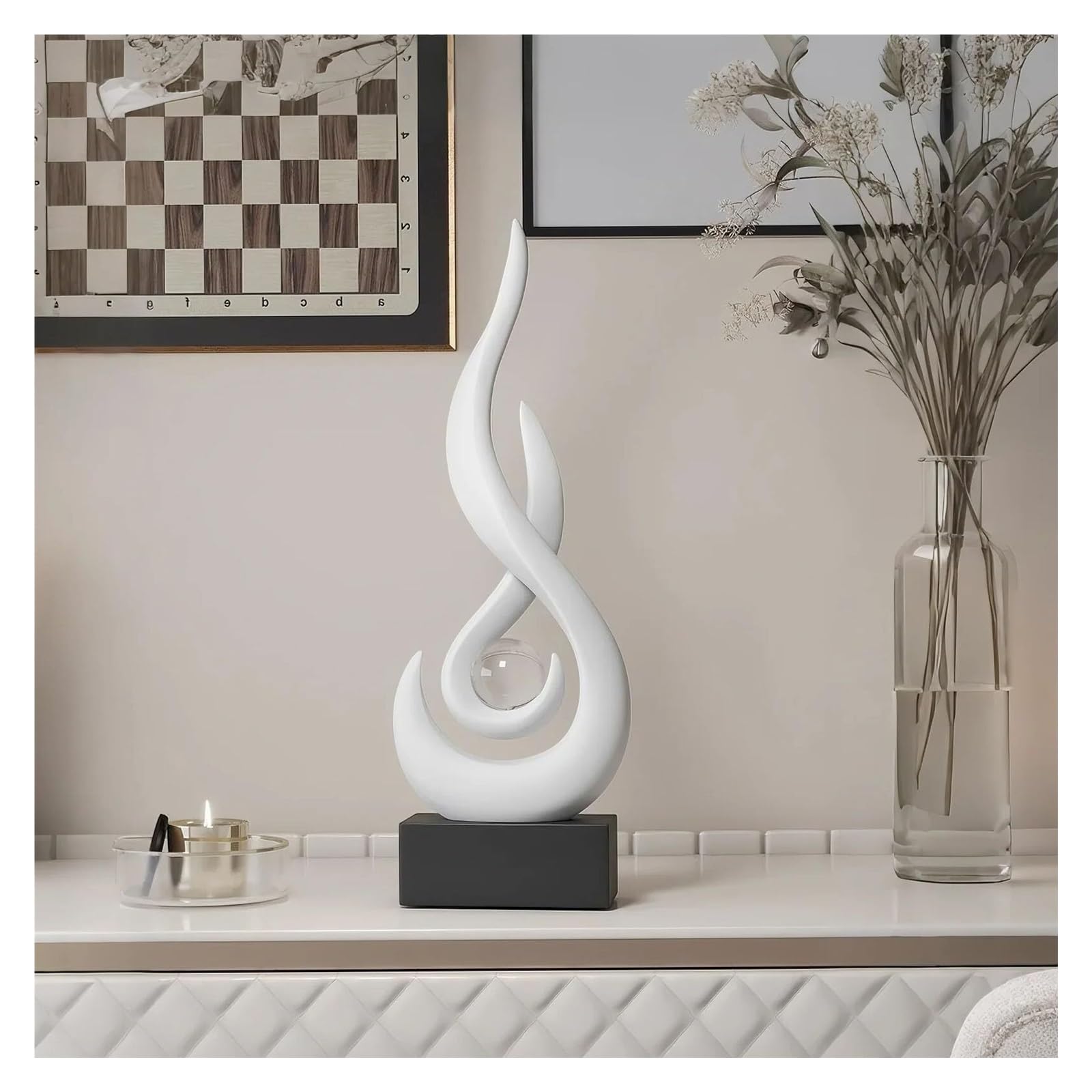 Regalos para Mujeres Escultura Moderna decoración Estatua esculturas Arte Abstracto Figuras Pieza Central for el hogar Decoración para estanterías(Medium White)