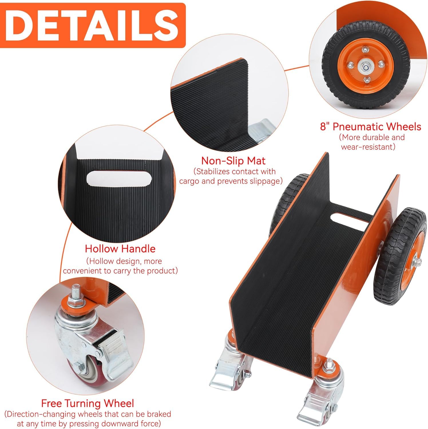 Carrello a pannello 544 kg, con ruote universali, rullo per marmo, pannelli in legno, porte, finestre