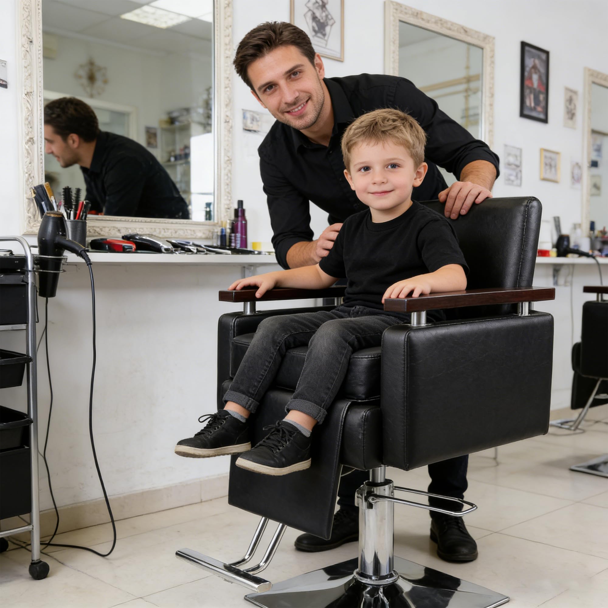 Asiento elevador de salón para corte de pelo de niños, poliuretano impermeable, equipo de spa de belleza, silla de peluquería para salón, restaurante, hogar, 37 x 28 x 15 cm