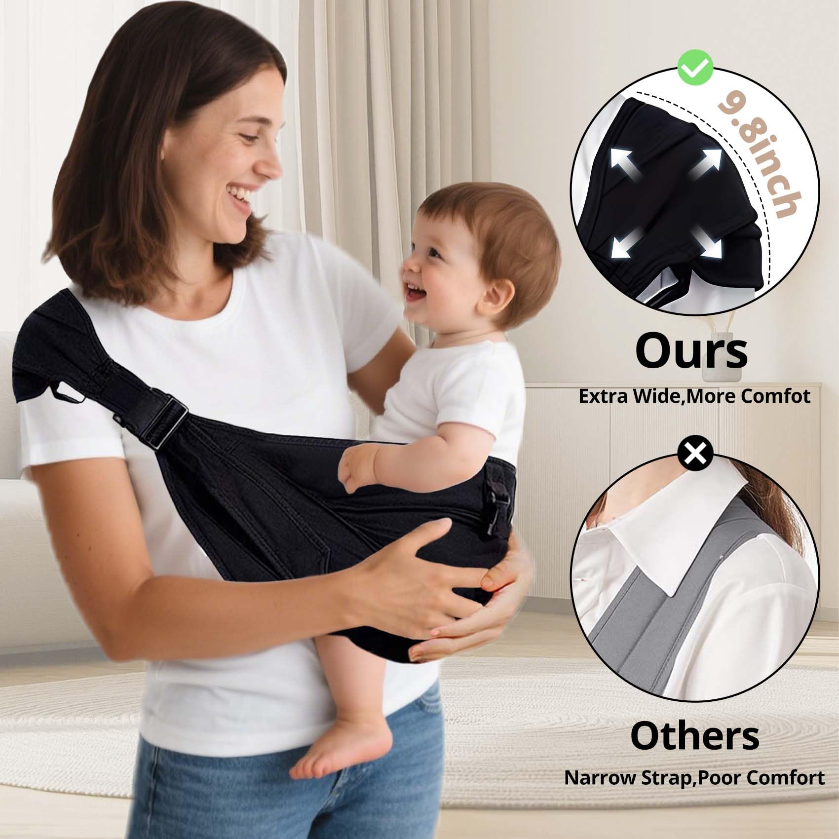 JOYNCLEON Baby Carrier Sling Newborn to Toddler Carrier,Side Toddler Carrier with Extra Wide Cozy Strap - Image 2