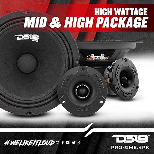 Miniatura 4 de DS18 PRO-GM8.4PK Paquete Completo de Medias y Agudos - Incluye 2X Altavoz de Medias 8" y 2X Tweeter Super Bullet de Aluminio 1" con Crossover