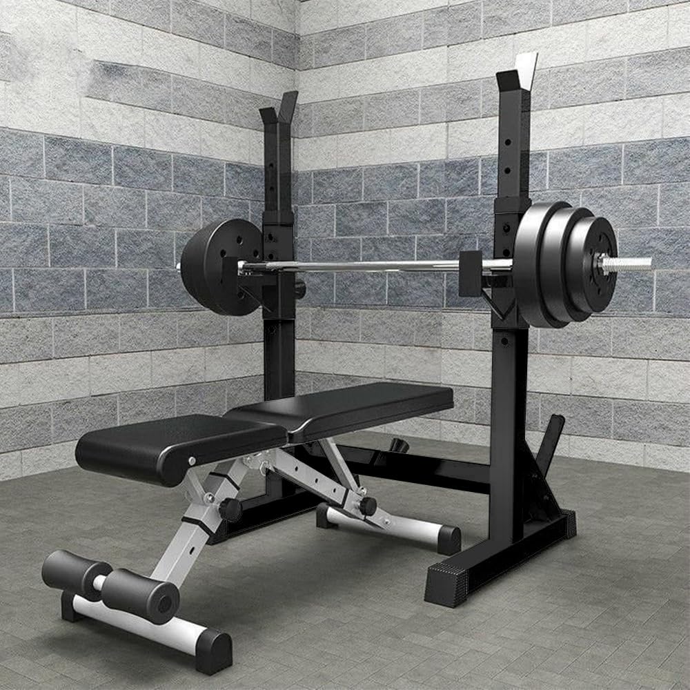 Rack Squat Réglable, Réglable en Hauteur (80-150 cm), Multifonction Haltère Rack, Repose Barre Musculation Support, Charge Max. 200 kg (Ne Pas inclure Barbell)