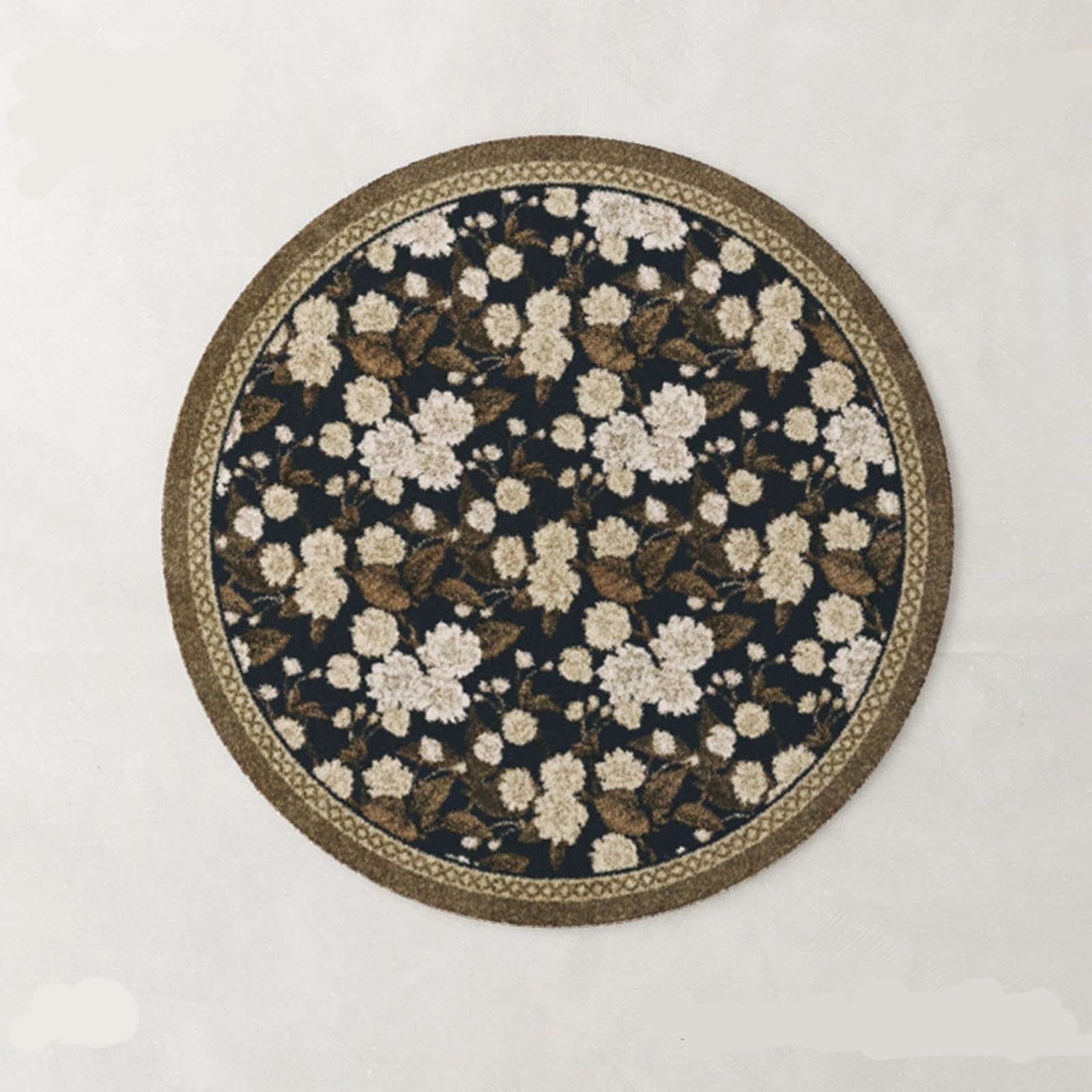 Teppich Wohnzimmer Rund 90 Cm Weiße Blume Teppich Kurzflor Rutschfest