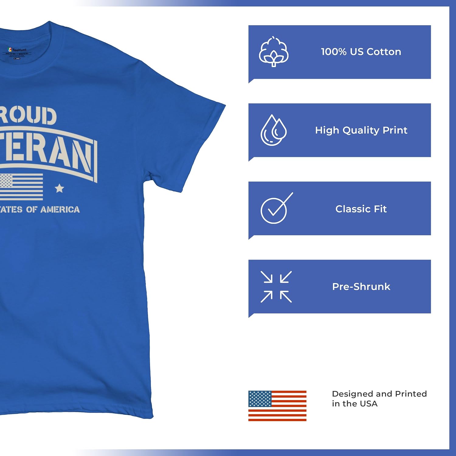 Proud Veteran T-Shirt Veteran's Day Military Honor US Flag Army Air Force RED Friday American Patriot Men's Tee