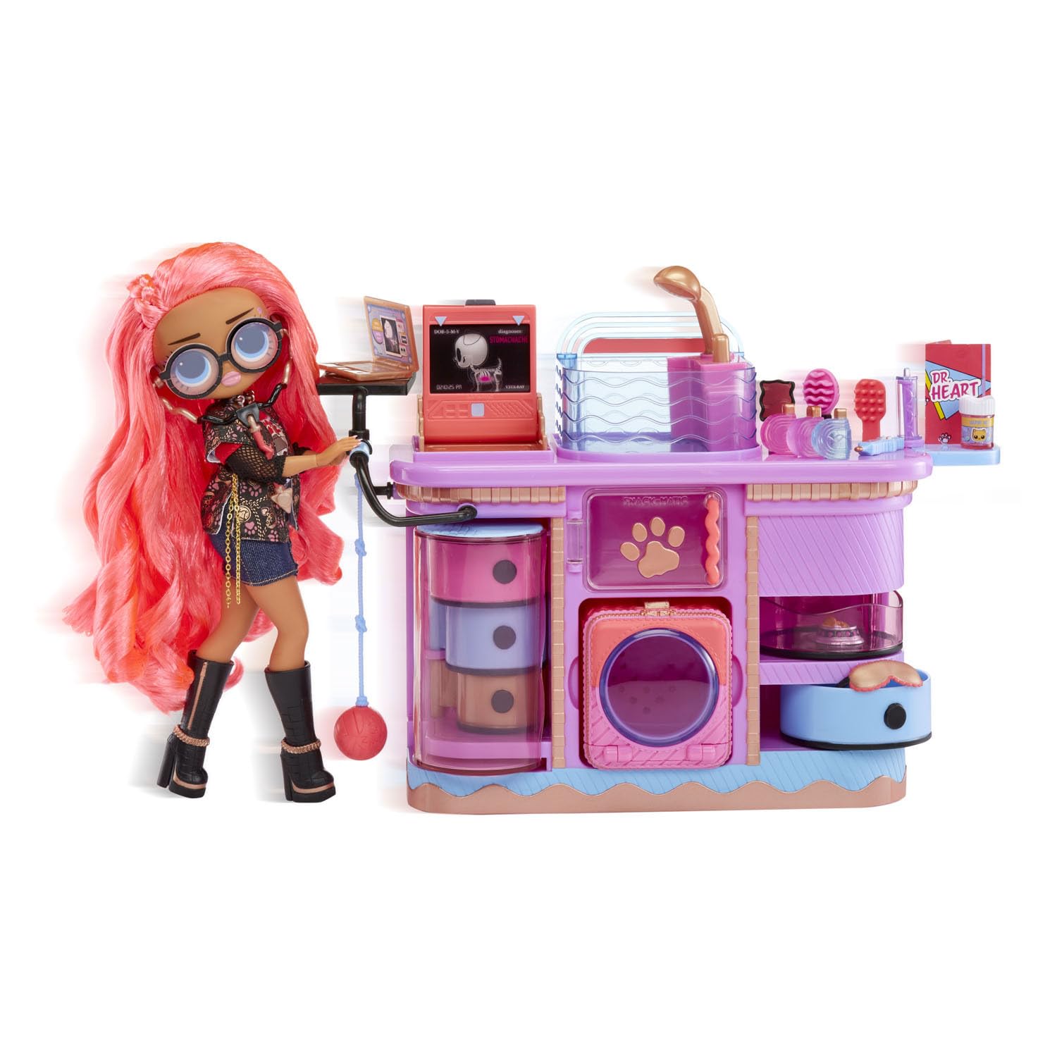 L.O.L. ¡Sorpresa! O.M.G Rescue Vet Set - 45+ verrassingen, kleurveranderingsfuncties, twee huisdieren en Exclusivo modepop dr. Heart - Serie House of Sorprises Geweldig voor kinderen vanaf 4 Jaar