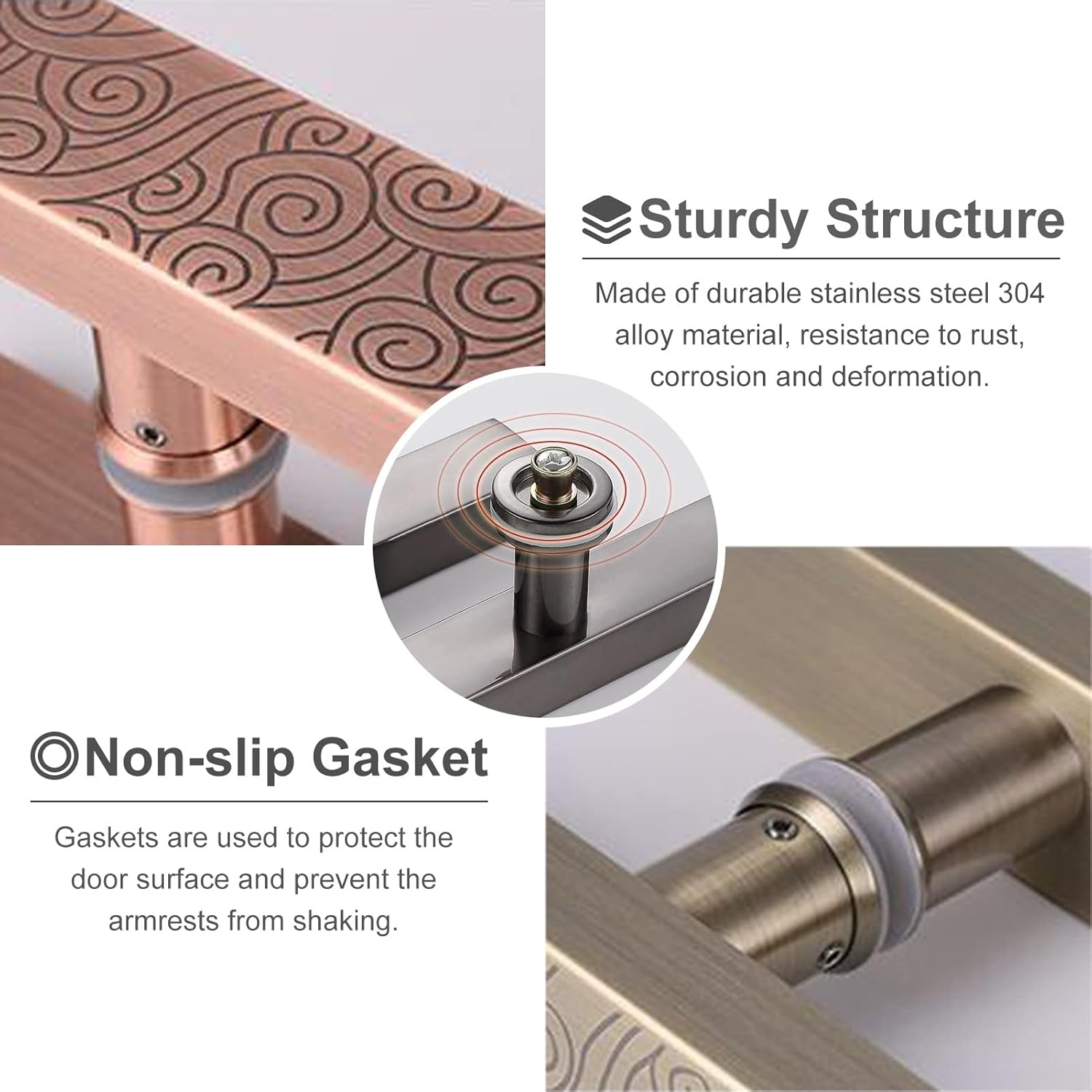 Door Pull Handle Barn Door Handles Double Sided Gate Handle, Traditional Oriental Style Indoor Outdoor Door Grab - Auspicious Cloud Pattern, Easy to Install (Color : Black, Size : 80cm/32inc