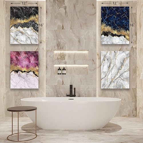 Miniatura 9 de Lienzo abstracto para la pared, arte de pared de mármol gris dorado para baño, sala de estar, oficina, decoración del hogar, lienzo moderno,