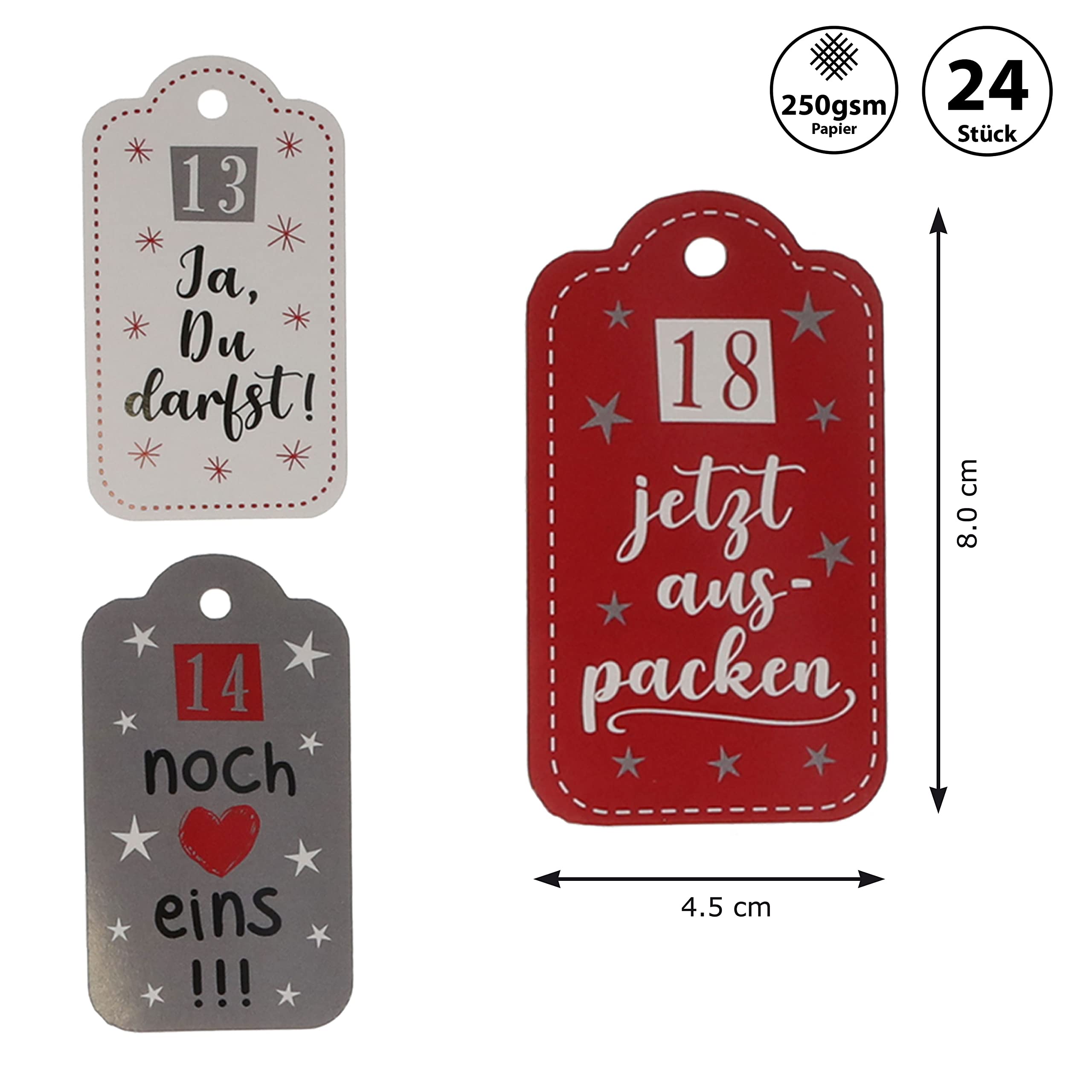 Logbuch-Verlag 24 Adventskalender Tüten Mit Zahlen Aufkleber Zum Kalender Basteln Und Befüllen