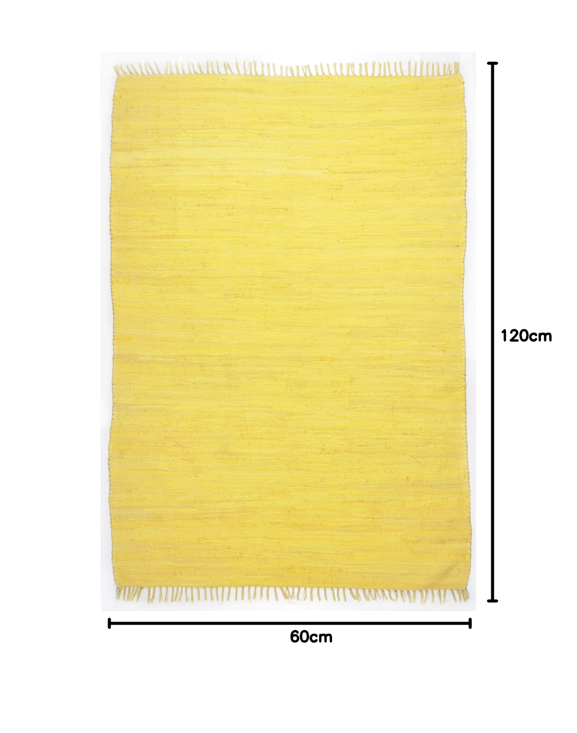 Theko Dhurry Happy Tapis tissé à Plat 100% Coton tissé à la Main Jaune 60 x 120 cm