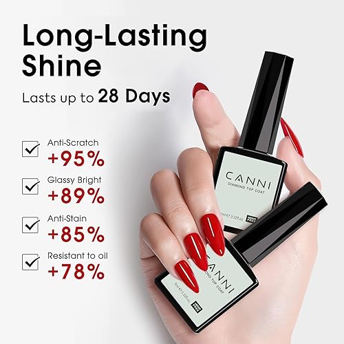 Miniatura 2 de CANNI Juego de 2 esmaltes de gel que no se limpian, de alto brillo, brillante, de larga duración, esmalte de uñas de gel transparente, para remojar