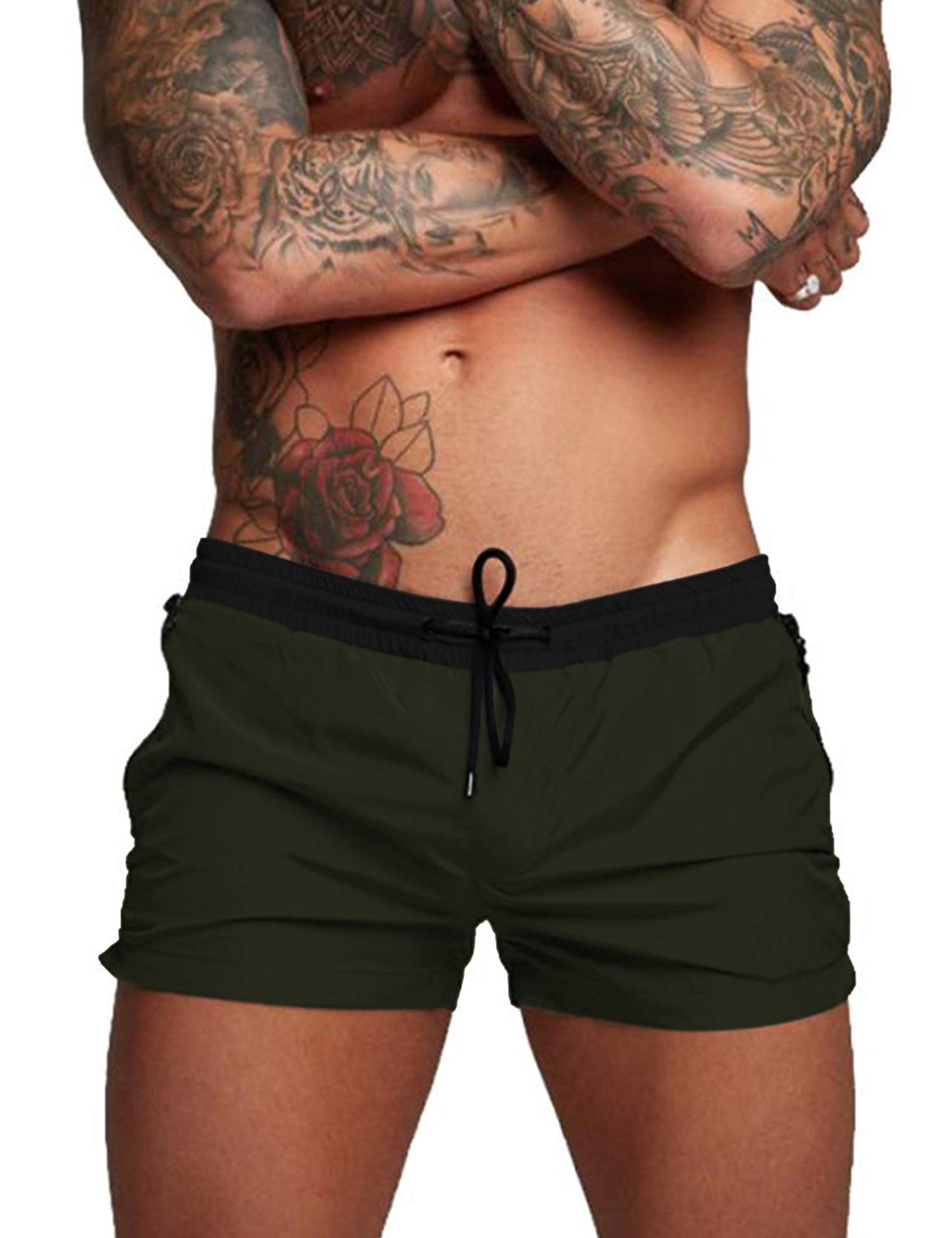 COOFANDY Men's Swim Bikini Swimwear Swimsuit Tight Solid Fashion Short Mesh Lining