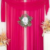 Vista 2 de ShinyBeauty Cortina de Fondo de Gasa Rosa Fuerte 10 Pies Cortinas Transparentes Fucsia 2 Paneles 29x120 Pulgadas Cortinas Semi-Transparentes