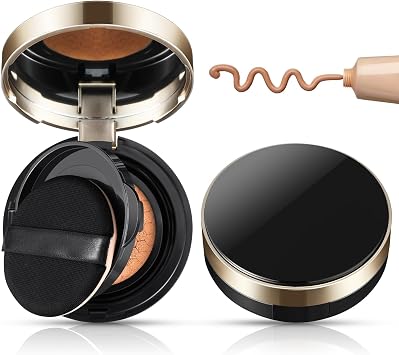 15g 0.5oz empty cushion foundation compact, luxurious black gold edge portable bb cream container dressing case